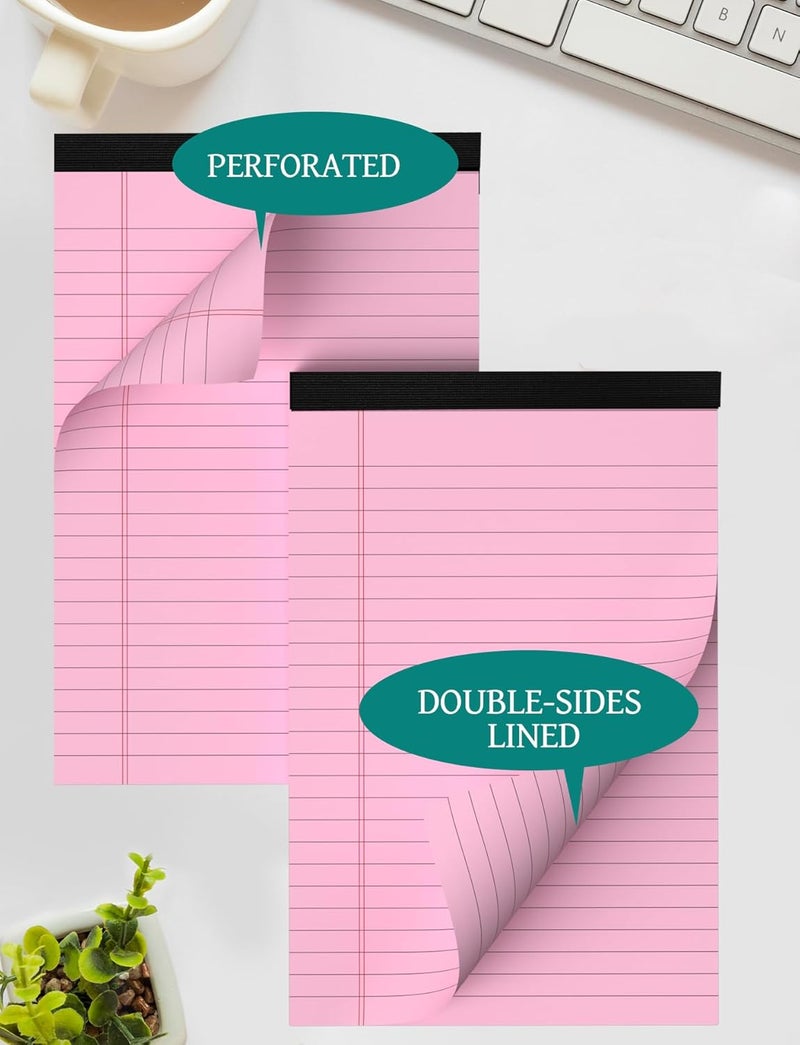 Aidunmis 7pcs Small Note Pads 5x8 Legal Pads Pink Notepad 5x8 College Ruled Pink Notebook Paper Narrow Ruled Mini Notepads 5 x 8 Legal Pad Perforated Small Writing Pads 5x7 In 30 Sheets per Note Pad - Image 3
